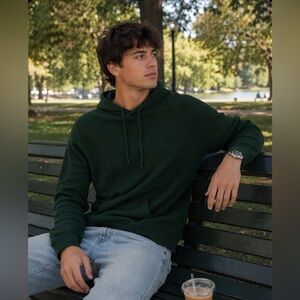 Ralph Lauren Polo Dark Green Waffle Knit Hoodie unisex